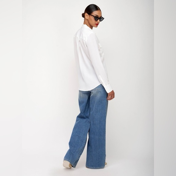 EQUIPMENT FEMME blouse faded light blue green size Large - Picture 2 of 8